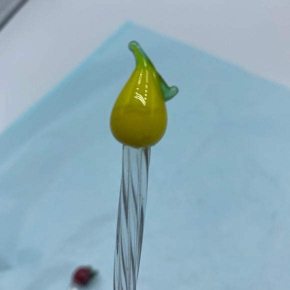 3 Stir Sticks Swizzle Glass cocktail bar decor Hand Blown Fruits - Picture 6 of 6